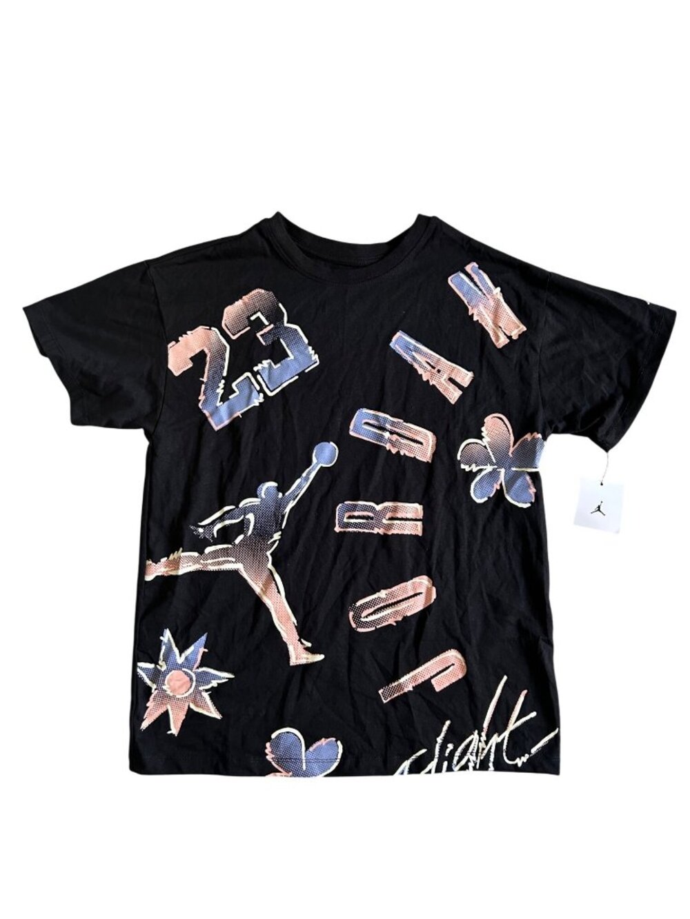 NWT Air Jordan Graphic T-Shirt Black Youth Kids Sz Large Cotton Blend